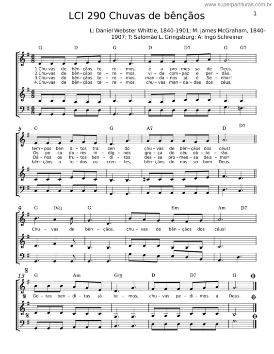 Partitura da música Chuvas De Bênçãos – James Mcgranaham