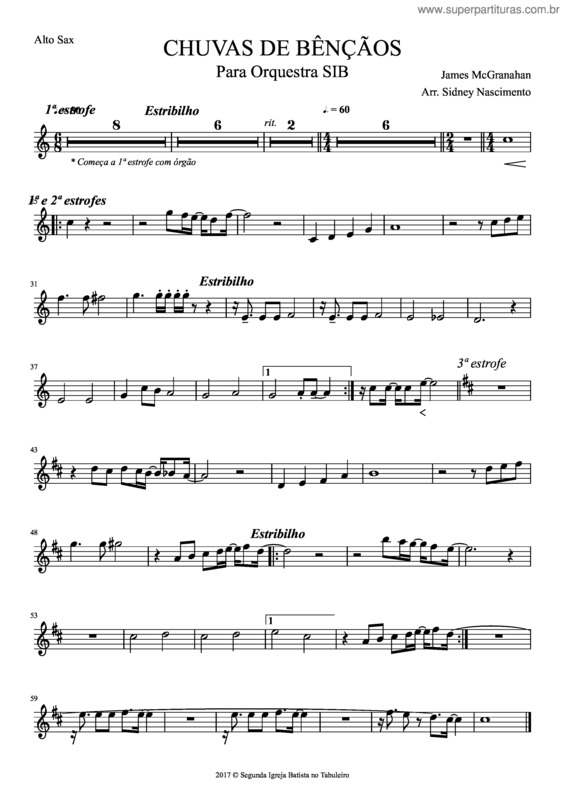 Partitura da música Chuvas De Bênçãos v.8