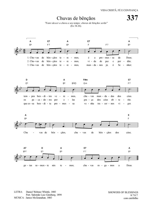 Partitura da música Chuvas De Bênçãos