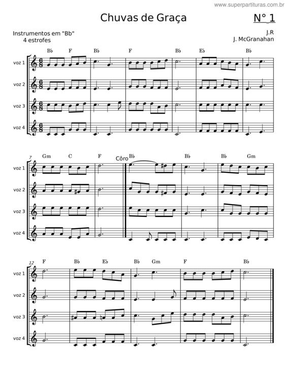 Partitura da música Chuvas De Graça – J. Mcgranahan