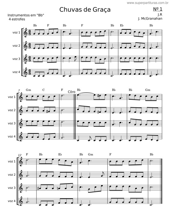 Partitura da música Chuvas De Graça – J. R. Murray