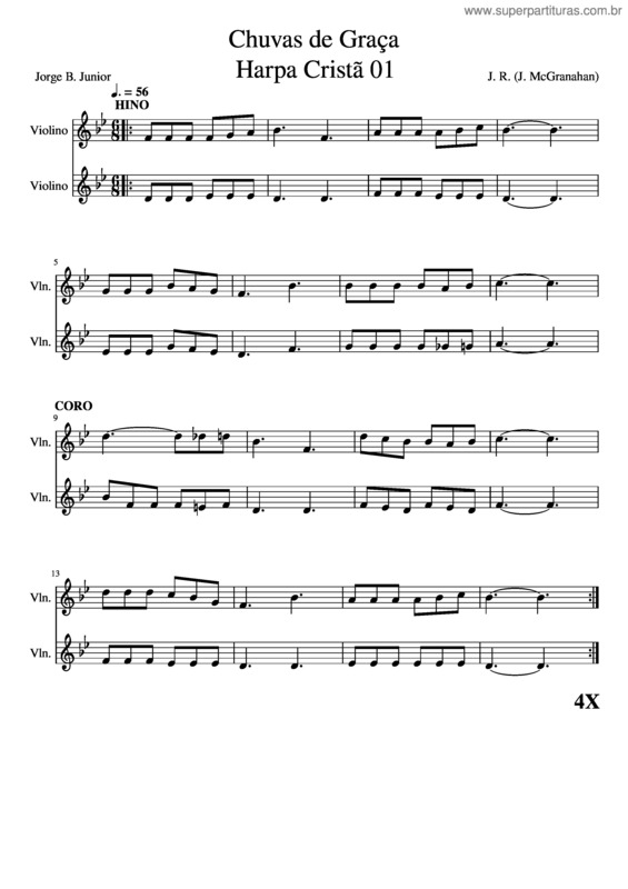 Partitura da música Chuvas De Graça Hino Harpa Cristã 01