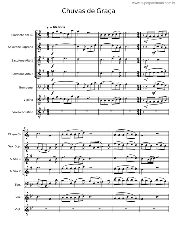Partitura da música Chuvas De Graça v.8