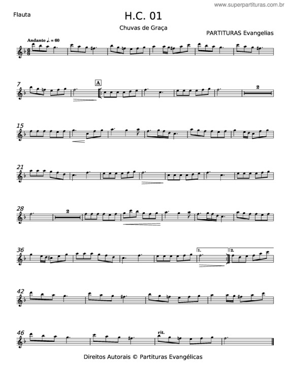 Partitura da música Chuvas De Graças – Hino Da Harpa Cristã v.4
