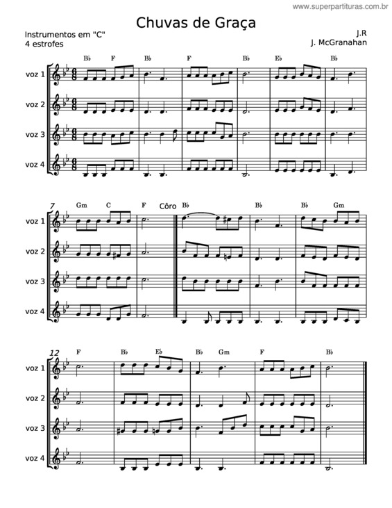 Partitura da música Chuvas De Graças – Hino Da Harpa Cristã v.5