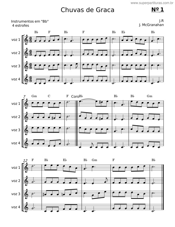 Partitura da música Chuvas De Graças – Hino Da Harpa Cristã v.6