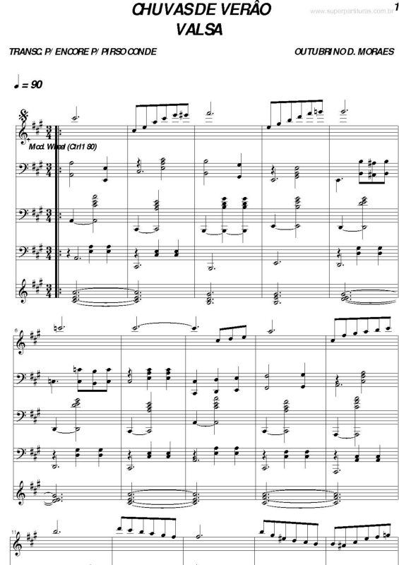 Partitura da música Chuvas de Verão v.2