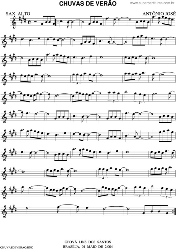 Partitura da música Chuvas De Verão v.3