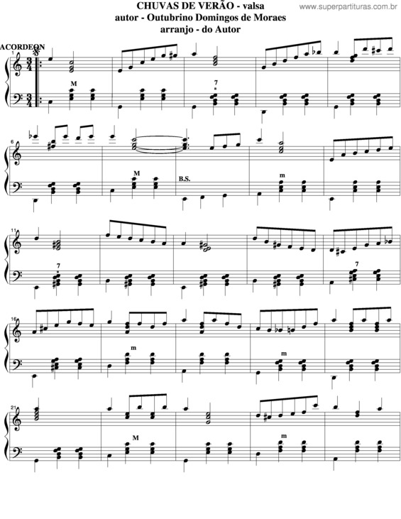 Partitura da música Chuvas De Verão v.5