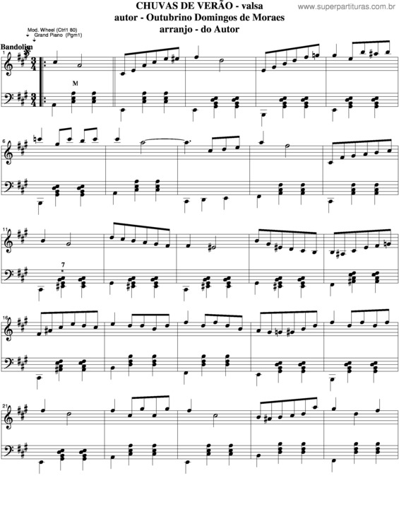 Partitura da música Chuvas De Verão v.8