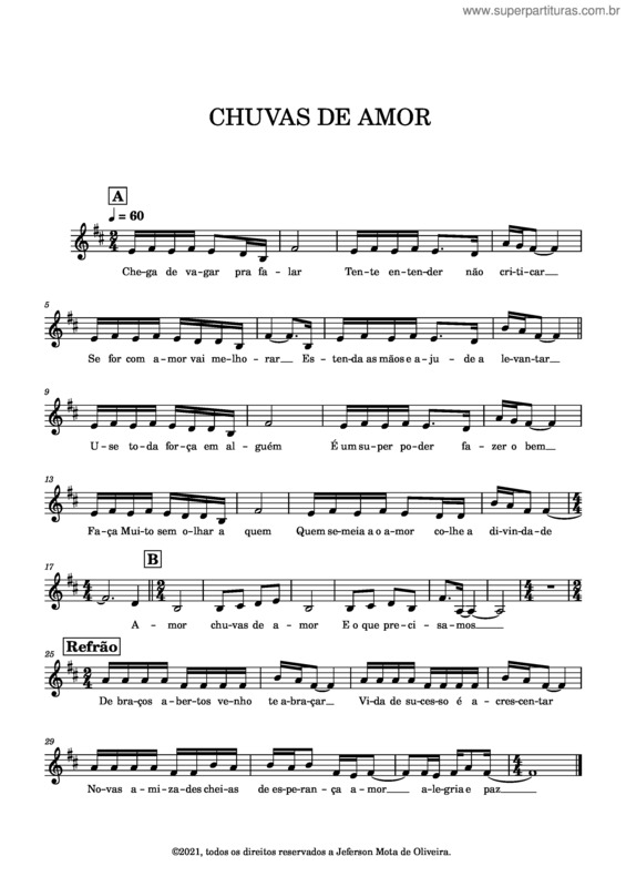 Partitura da música Chuvas_De_Amor