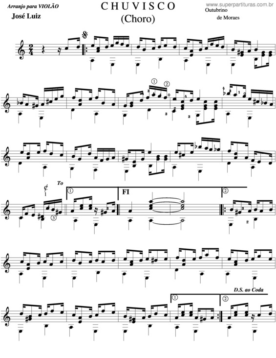 Partitura da música Chuvisco v.2