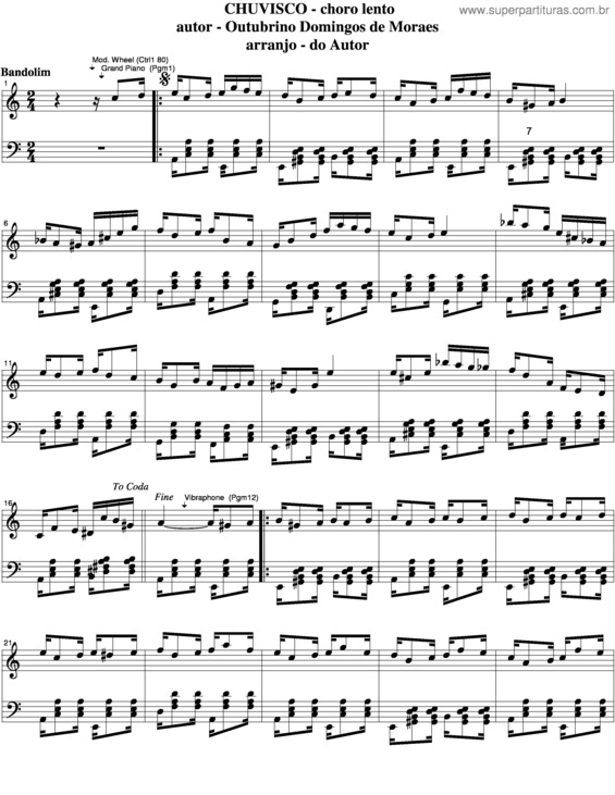 Partitura da música Chuvisco v.7