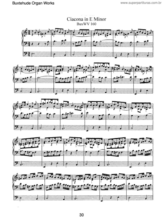 Partitura da música Ciacona in E minor