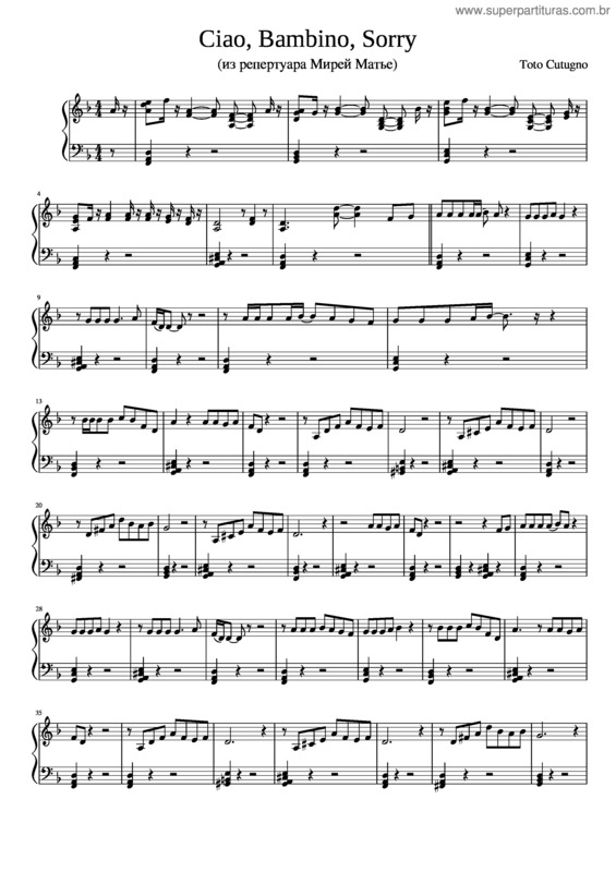 Partitura da música Ciao Bambino, Sorry – Mireille Mathieu Ciao, Bambino, Sorry