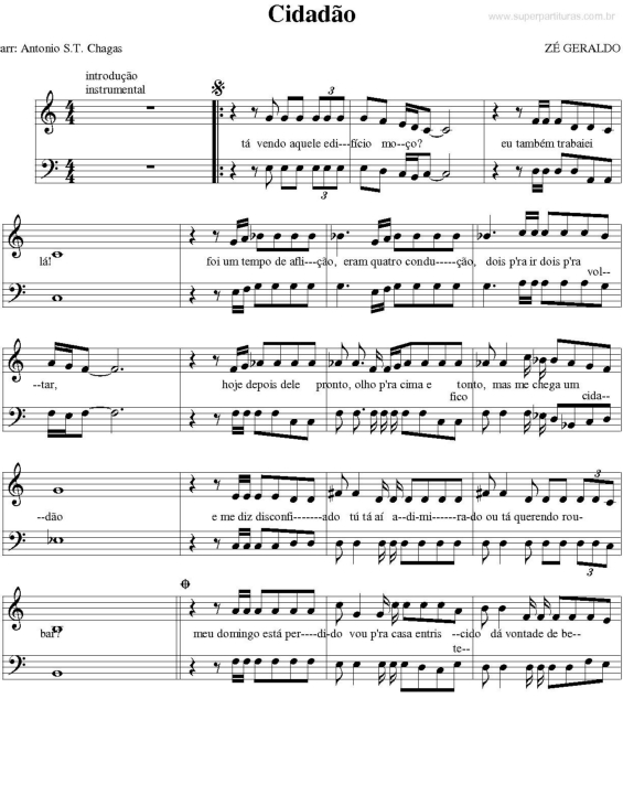 Partitura da música Cidadão v.2