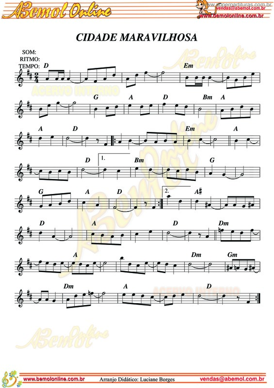 Partitura da música Cidade Maravilhosa v.20