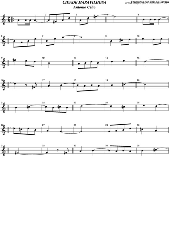 Partitura da música Cidade Maravilhosa v.3