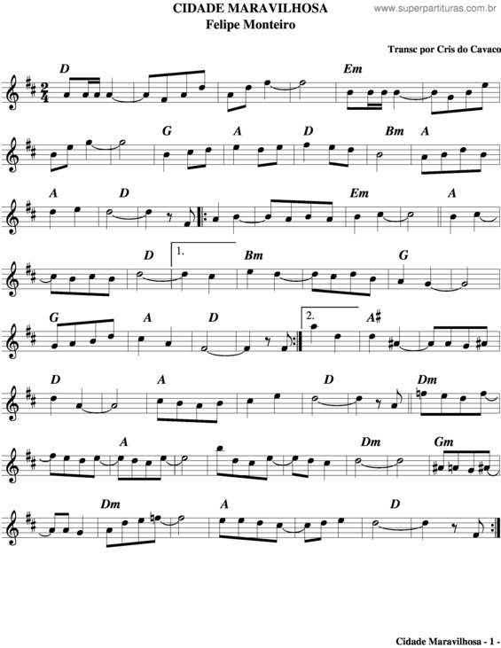 Partitura da música Cidade Maravilhosa v.4