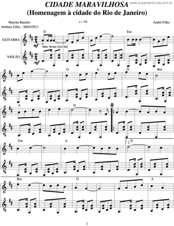 Partitura da música Cidade Maravilhosa v.6