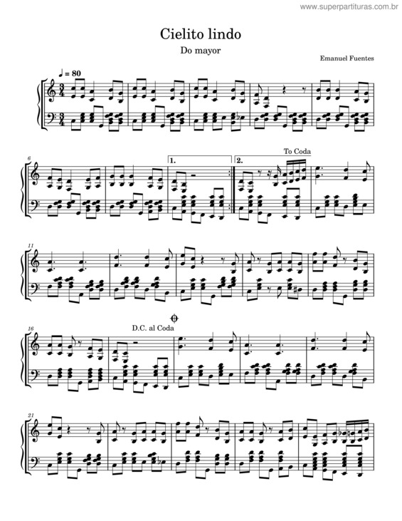 Partitura da música Cielito Lindo – Quirino Mendoza Y Cortés Cielito Lindo – Arr: Emanuel Fuentes