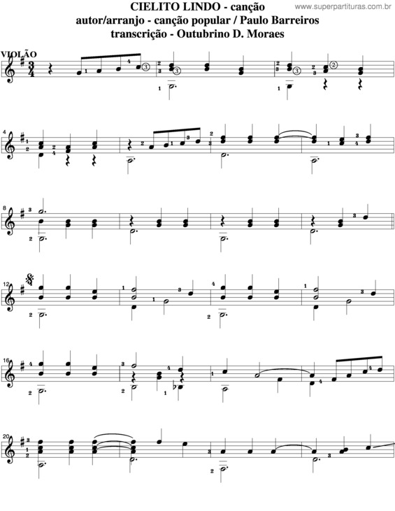 Partitura da música Cielito Lindo v.3