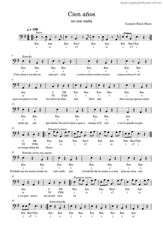Partitura da música Cien Años No Son Nada