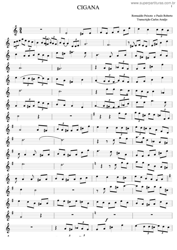 Partitura da música Cigana