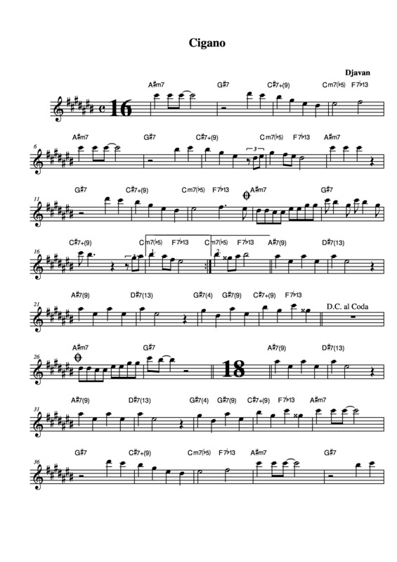 Partitura da música Cigano v.3
