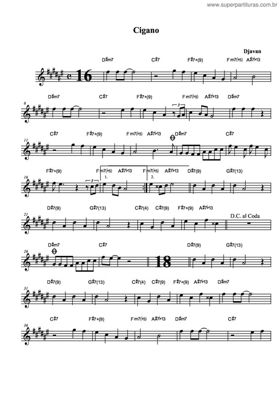 Partitura da música Cigano v.4