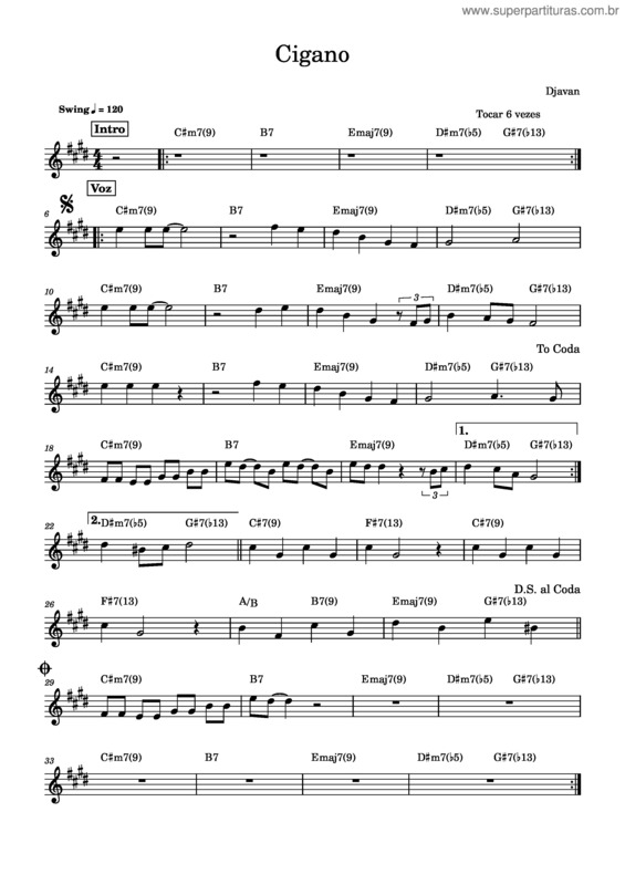 Partitura da música Cigano v.5