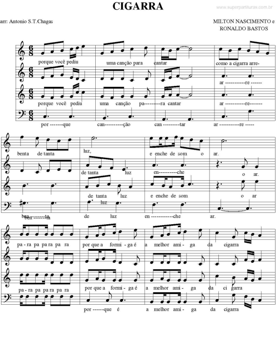 Partitura da música Cigarra