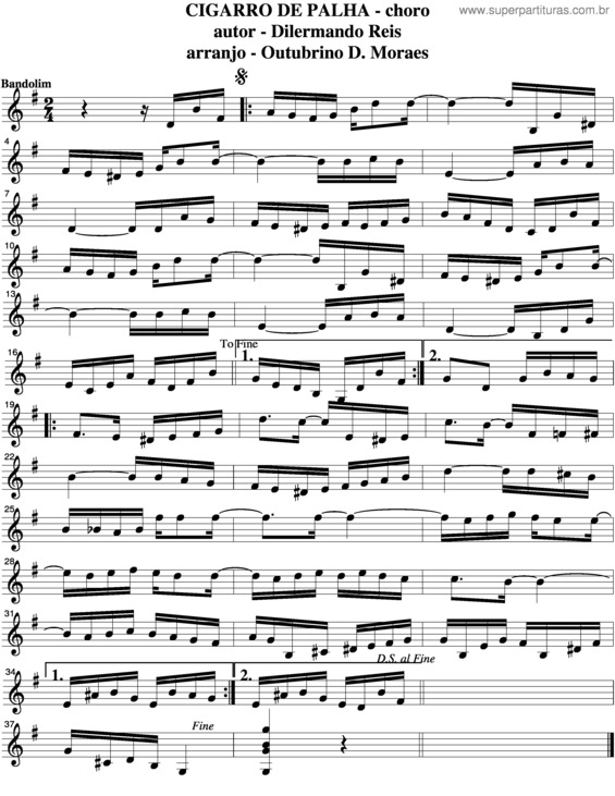 Partitura da música Cigarro De Palha