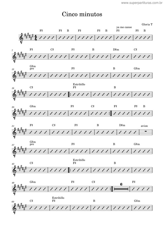 Partitura da música Cinco Minutos