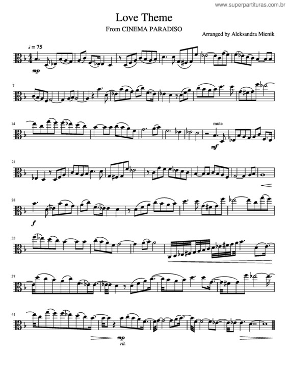 Partitura da música Cinema Paradiso Viola