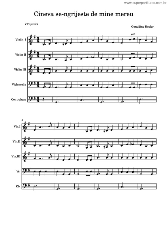Partitura da música Cineva Se–Ngrijeste De Mine Mereu –  Cineva Se–Ngrijeste De Mine Mereu