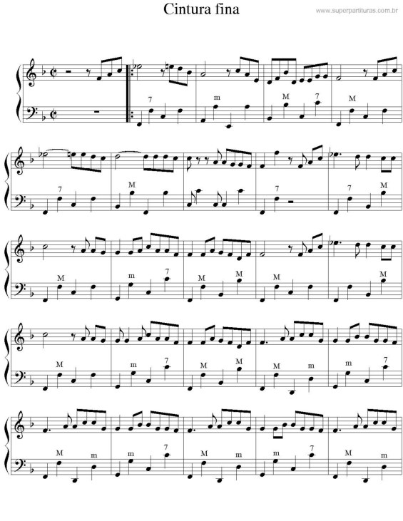 Partitura da música Cintura Fina v.2