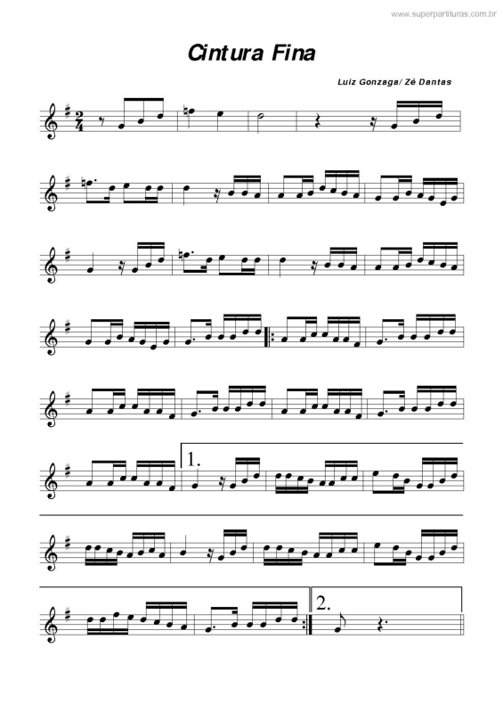 Partitura da música Cintura Fina v.3