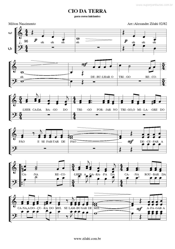 Partitura da música Cio da Terra v.2