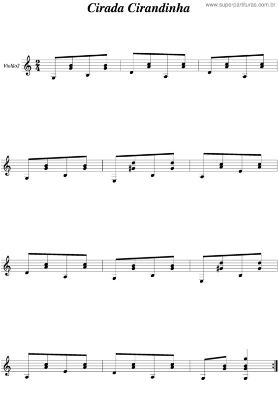 Partitura da música Ciranda Cirandinha v.2