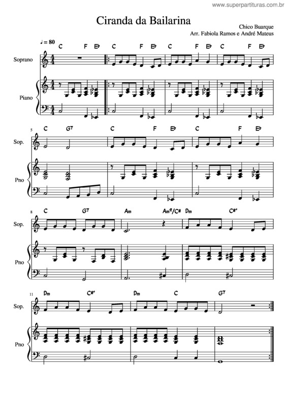 Partitura da música Ciranda Da Bailarina v.3
