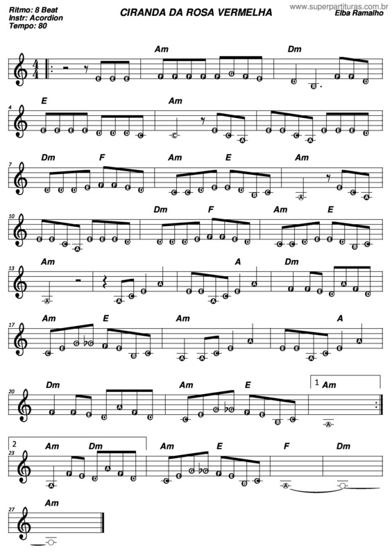 Partitura da música Ciranda Da Rosa Vermelha v.3