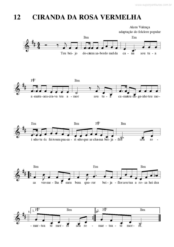 Partitura da música Ciranda Da Rosa Vermelha