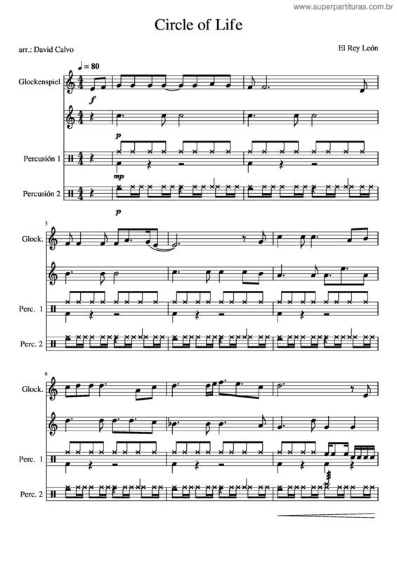 Partitura da música Circle Of Life – Elton John Circle Of Life – El Rey León