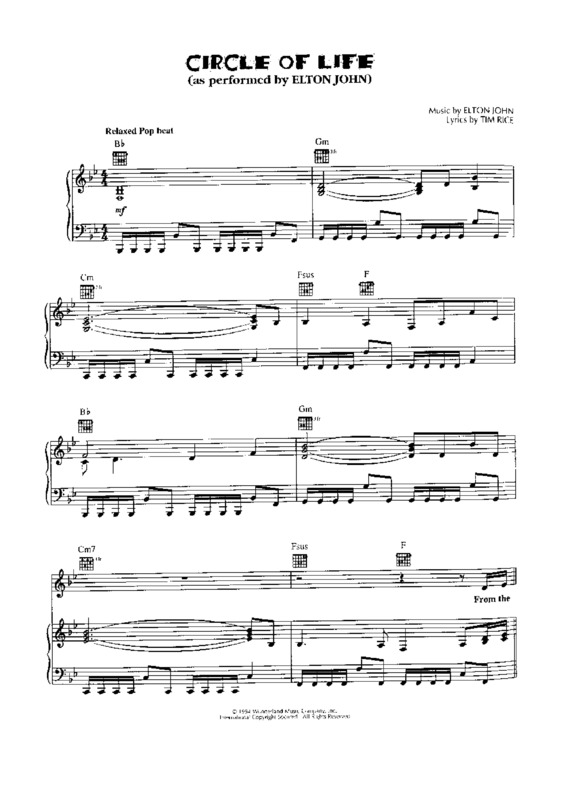 Partitura da música Circle of Life v.5