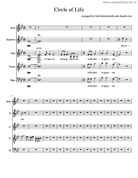 Partitura da música Circle Of Life v.7