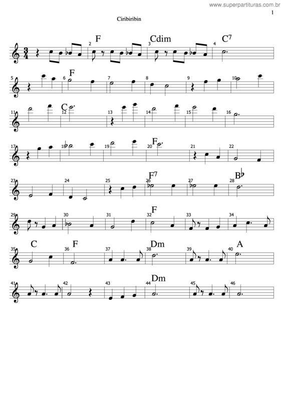 Partitura da música Ciribiribin v.3