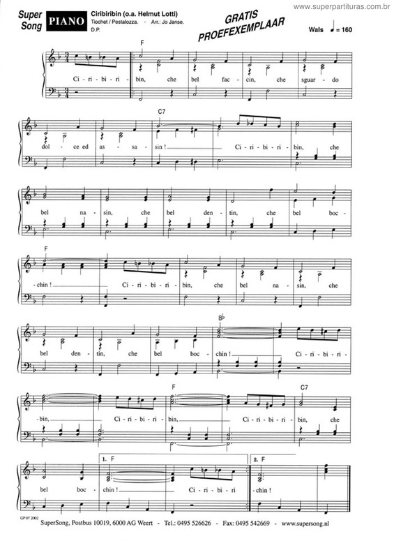 Partitura da música Ciribiribin v.5