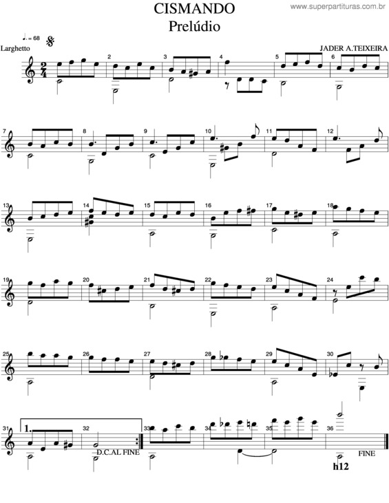 Partitura da música Cismando