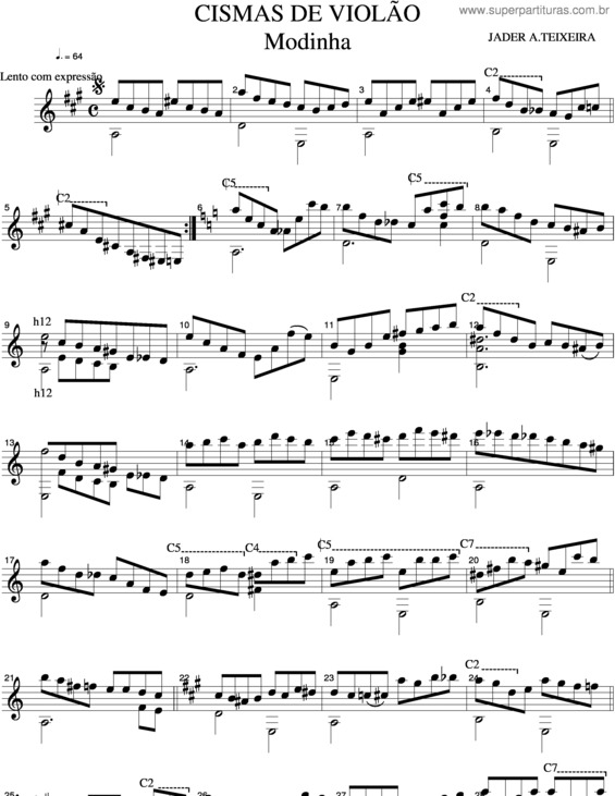 Partitura da música Cismas De Violão